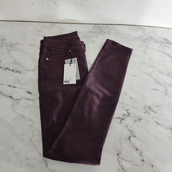 Paige Verdugo Ankle Mid Rise Skinny Wine Purple 27 NWT - Picture 3 of 8